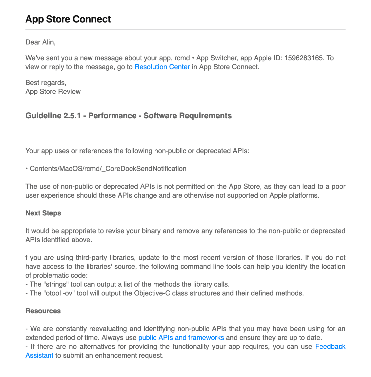 app store review rejecting the expose feature